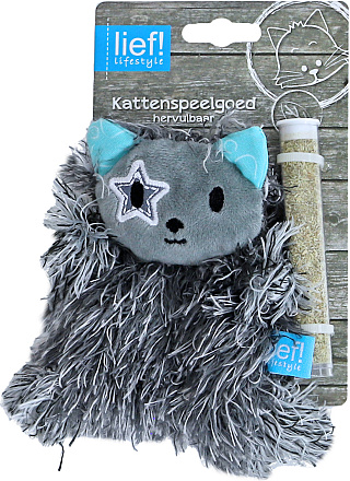 lief! lifestyle Boys Kat met Tube Catnip Assorti 12 cm