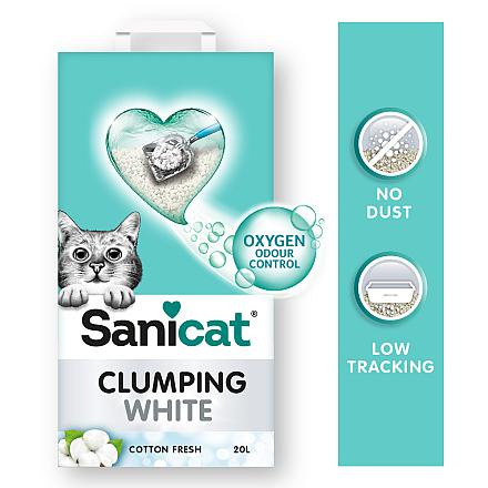 Sanicat kattenbak-<br>vulling Clumping White Cotton Fresh 20 ltr