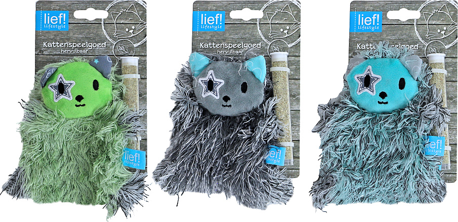 lief! lifestyle Boys Kat met Tube Catnip Assorti 12 cm